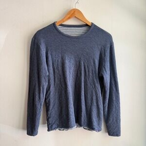 Faherty Long-Sleeve Cloud Reversible Crew‎ Shirt Blue Mens Medium Good